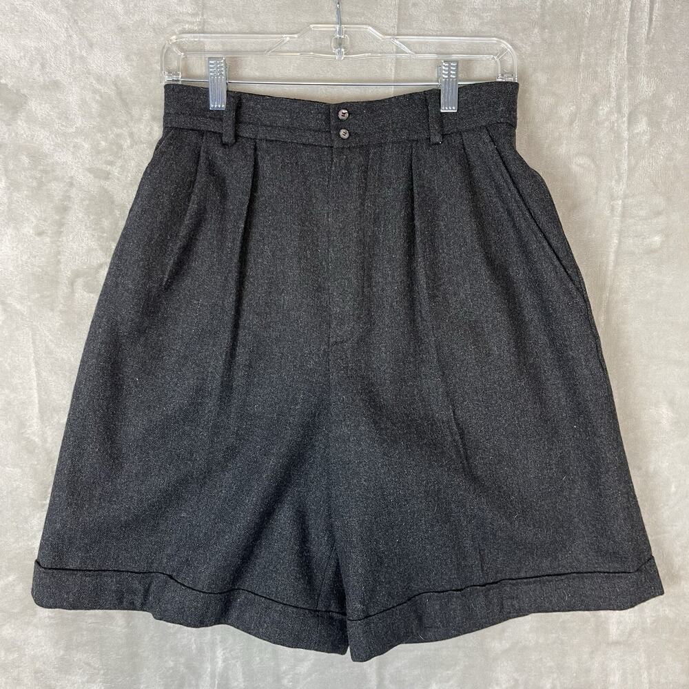 Vintage LL Bean Wool Shorts USA Made Size 10 Pleated Charcoal Dark Academia - Picture 1 of 10